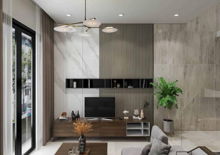 Nơi nhận decor vách tivi phòng khách uy tín, chuyên nghiệp