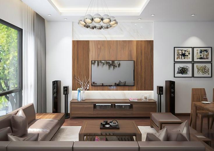 Thi công vách tivi phòng khách HCM hiện đại - đẳng cấp